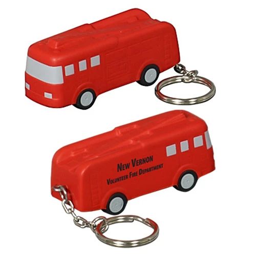 Promotional Fire Truck Key Chain Stress Reliever