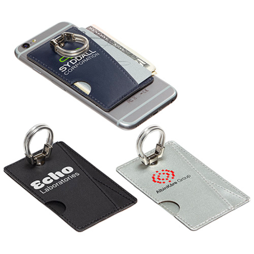 Promotional Aspen Phone Wallet with Finger Ring and Car Vent Mount 