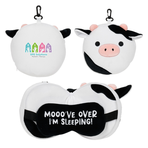 Promotional Comfort Pals™ Cow 2-in-1 Pillow Sleep Mask