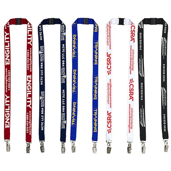 Promotional Dual Attachment Polyester Lanyard with Breakaway Safety Release