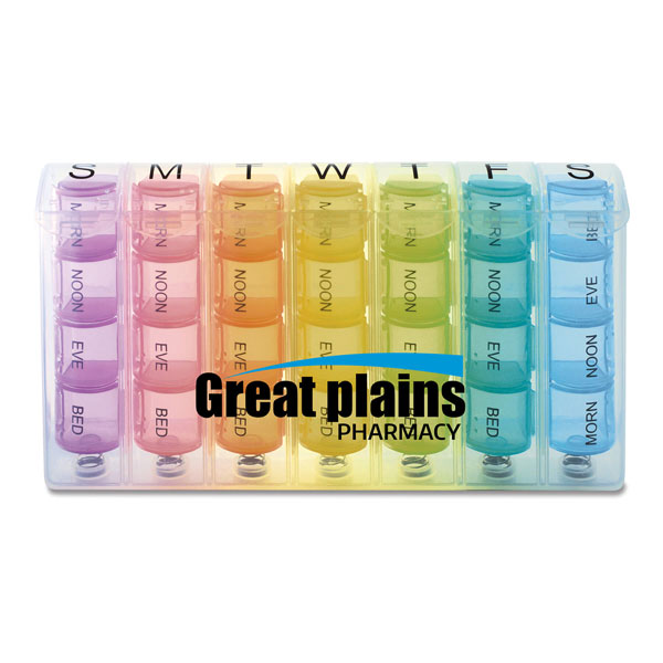 Promotional Rainbow Spring Loaded 7-Day Pill Box