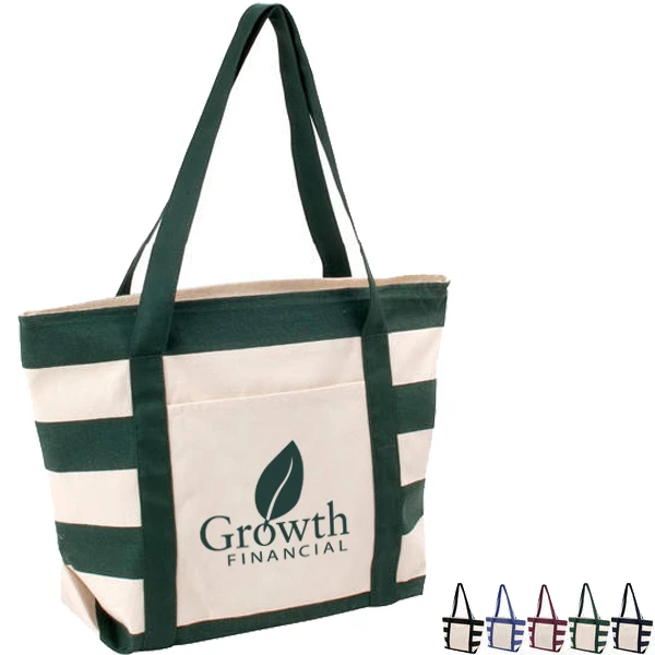 Promotional Striped Accent Boat Tote