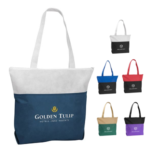 Promotional Poly Pro Two-Tone Zippered Tote
