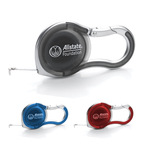 Promotional Silver Carabiner Tape Measure - 6 FT