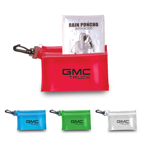 Promotional Rain Poncho in Zipper Tote