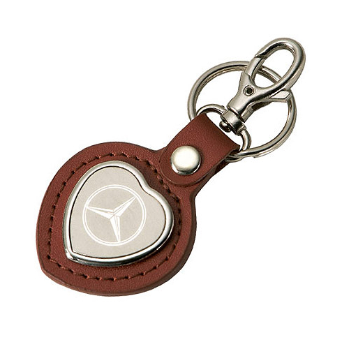 Promotional Leatherette and Chrome Key Ring - Heart