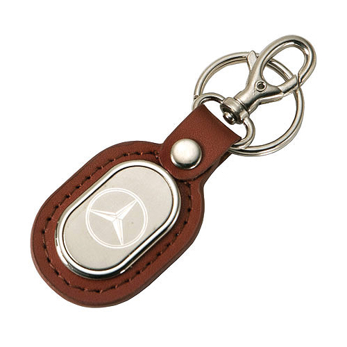 Promotional Leatherette and Chrome Key Ring - Oval