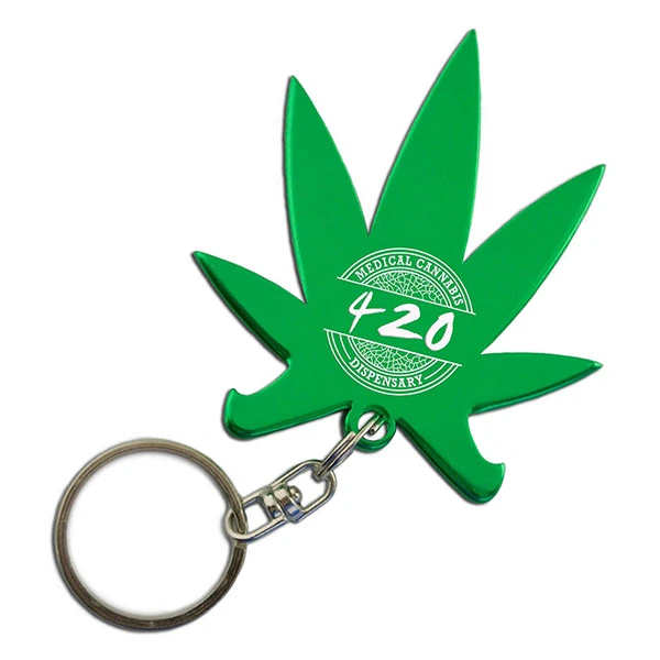 Promotional Cannabis Leaf Bottle Opener Keychain