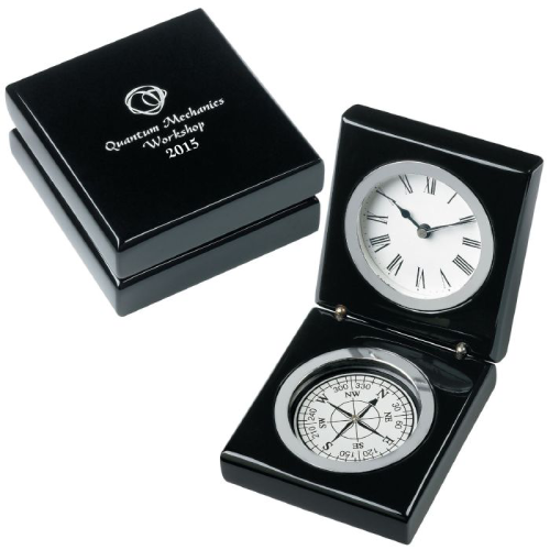 Promotional Bearing Desk Clock & Compass 