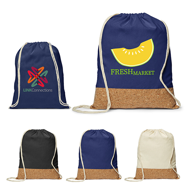 Promotional Cotton/Cork Drawstring Backpack