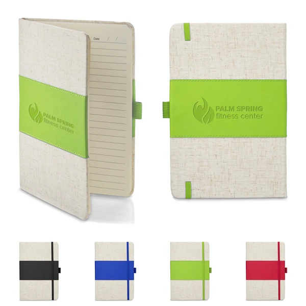 Promotional Soft Cover PU & Heathered Fabric Journal - 5