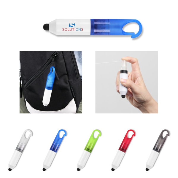 Promotional Clip-on Sanitizer Spray with No-Touch Stylus