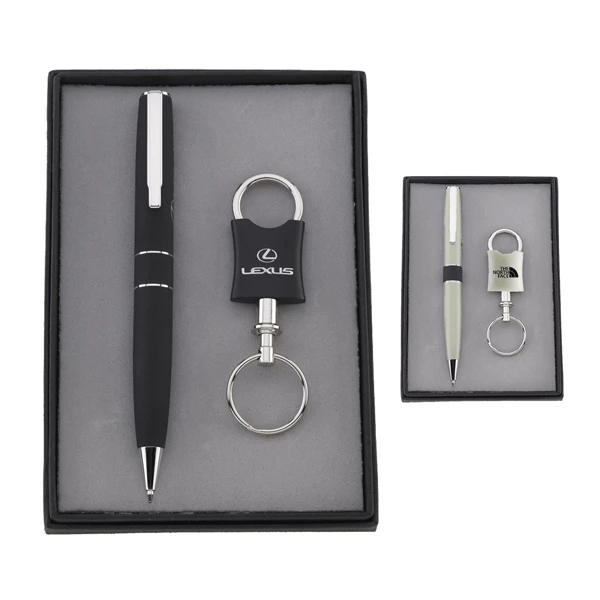 Promotional Pen and Pewter Keychain Set
