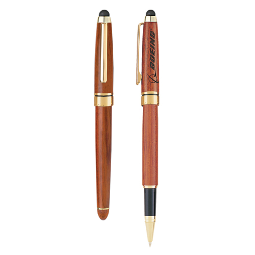Promotional Rosewood Cap-Off Rollerball w/ Stylus