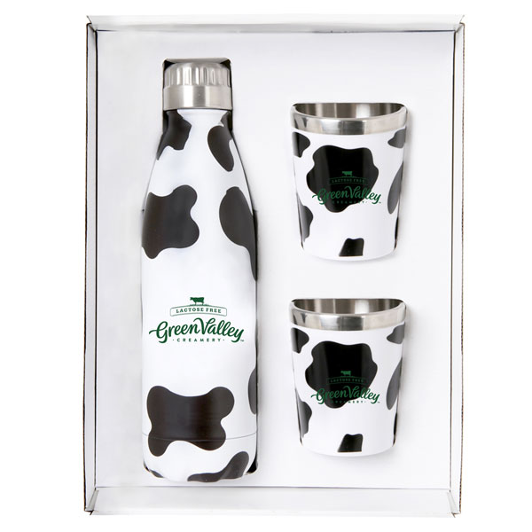 Promotional Cow Stainless Steel Bottle and Tumbler Set