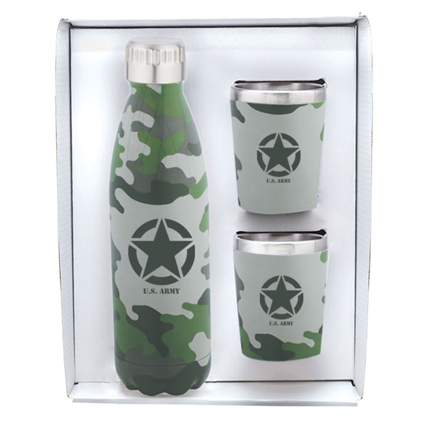 Promotional Camo Stainless Steel Bottle & Tumblers Set