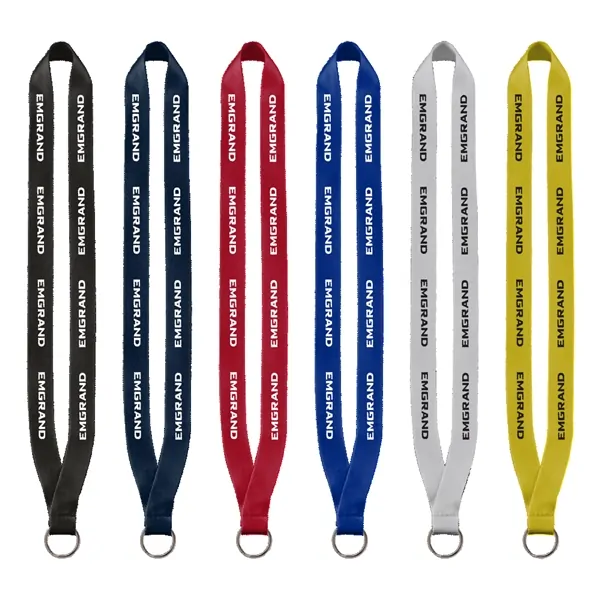 Promotional Polyester Lanyard with Sewn Silver Metal Split-Ring 3/4 Inch
