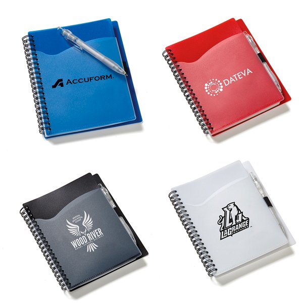 Promotional Wave Spiral Notebook with Cardinal Pen