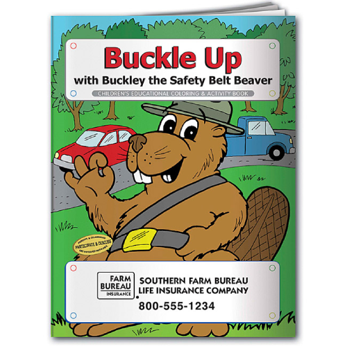 Promotional Buckley the Beaver Buckle Up Safety Coloring Book