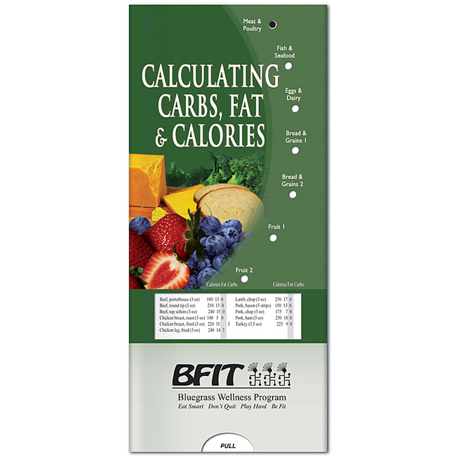 Promotional Calculating Carbs, Fat & Calories Pocket Slider