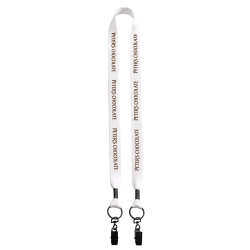 Promotional Knitted Cotton Double Bulldog Clip Lanyard 3/4 Inch