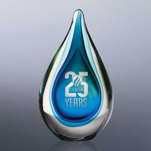 Promotional Blue Fusion Art Crystal Paperweight