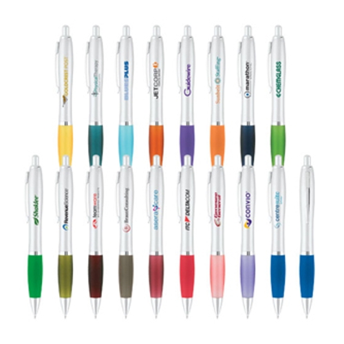 Promotional Curvaceous Silver Matte Gel Pen