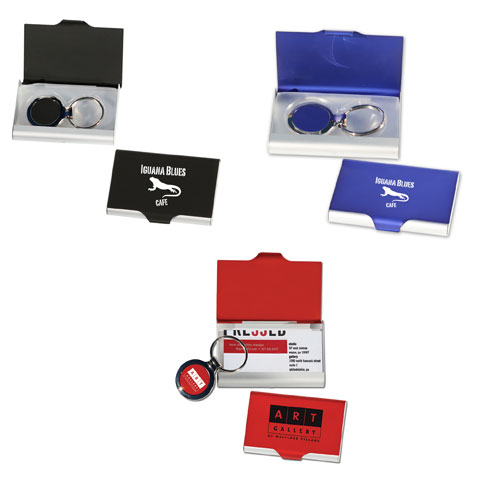 Promotional Deluxe Business Card Holder with Matching Key Ring
