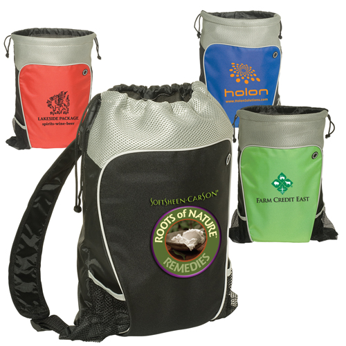 Promotional Hiker's Two-Tone Drawstring Backpack 4 Color Process