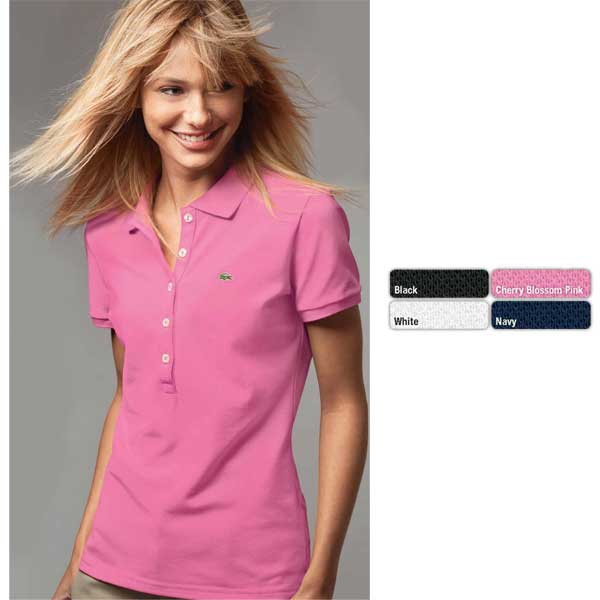 Promotional LACOSTE Ladies SS Cotton Poloen's Stretch Mesh Shirt 