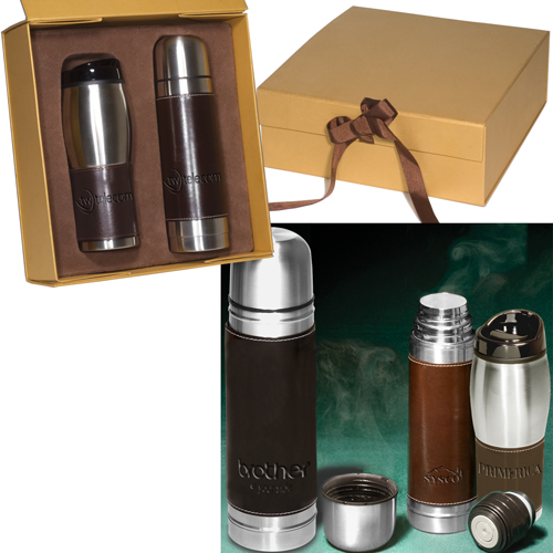 set tumbler Set Leather  Wrapped Leather  Thermos/Tumbler Promotional