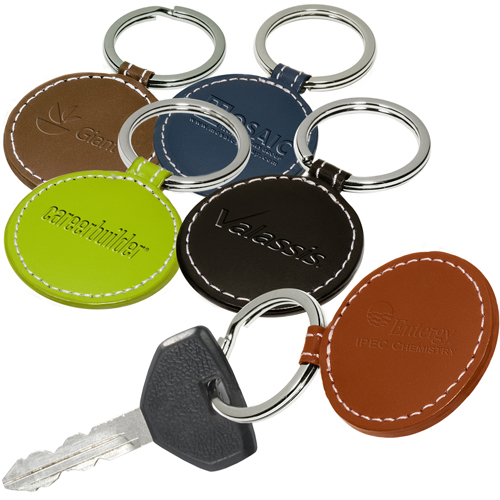 Promotional Limelight Round Leather Key Fob