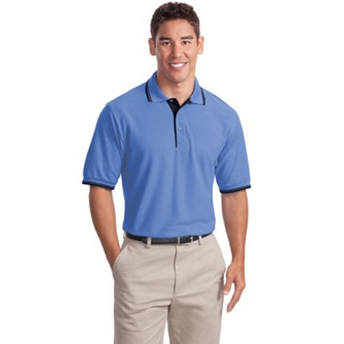 Promotional Silk Touch Sport Shirt with Stripe Trim