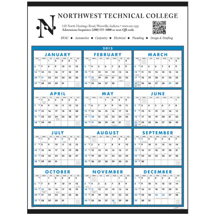 Promotional Span-A-Year Non-Laminated Calendar