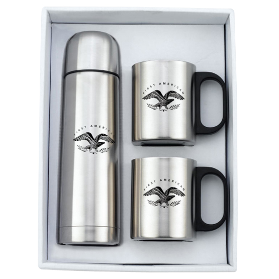 Promotional Stainless Steel Mugs (2) & Thermo Set