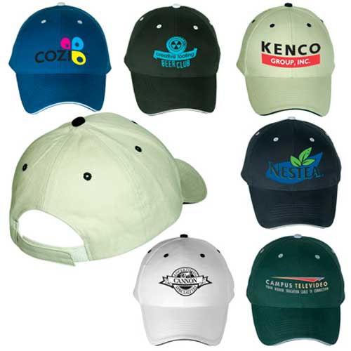 Promotional Structured Cotton Cap with Sandwich Visor - 6-Panel
