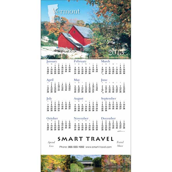 Promotional Vermont State Tri Fold Calendar