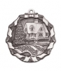  Round Winter Scene Pewter Ornament 