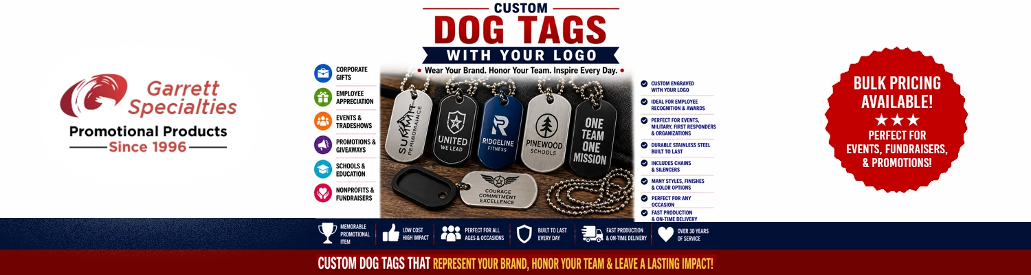 Custom dog tags and personalized military tags printed with logo