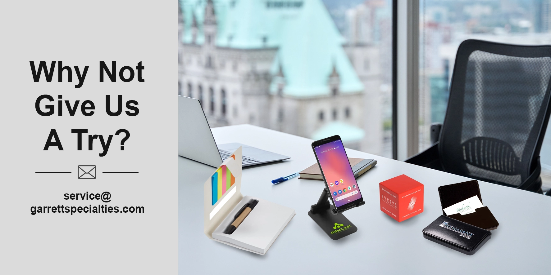 Personalized office products will show off your logo to every employee’s desk, as well as to visitors
