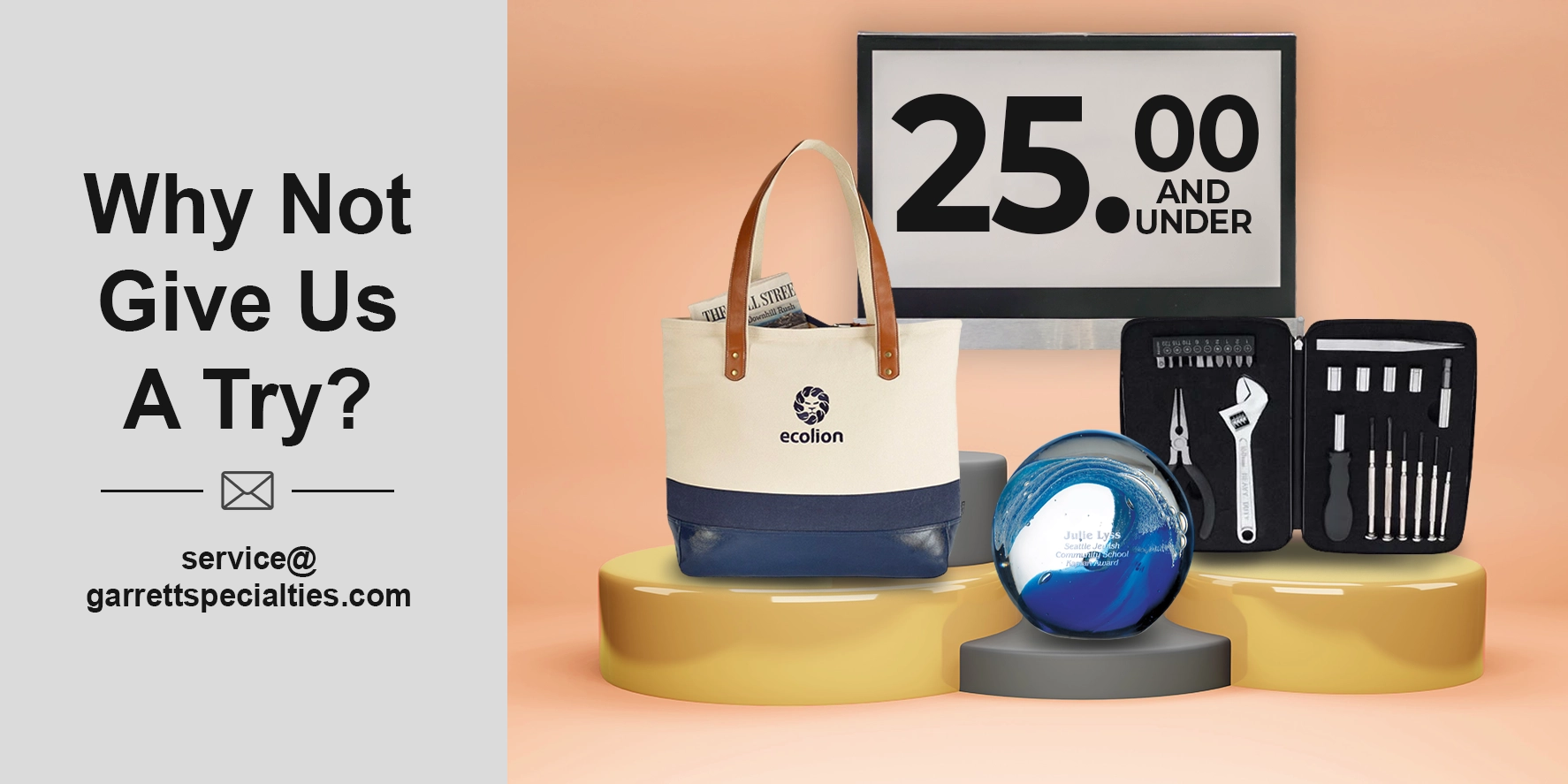 Business gifts under $25 including personalized promotional gifts for clients, employees, remote workers, customer appreciation, recognition and corporate events