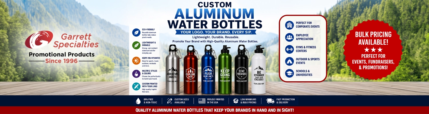 Custom lightweight aluminum water bottles printed with corporate logo