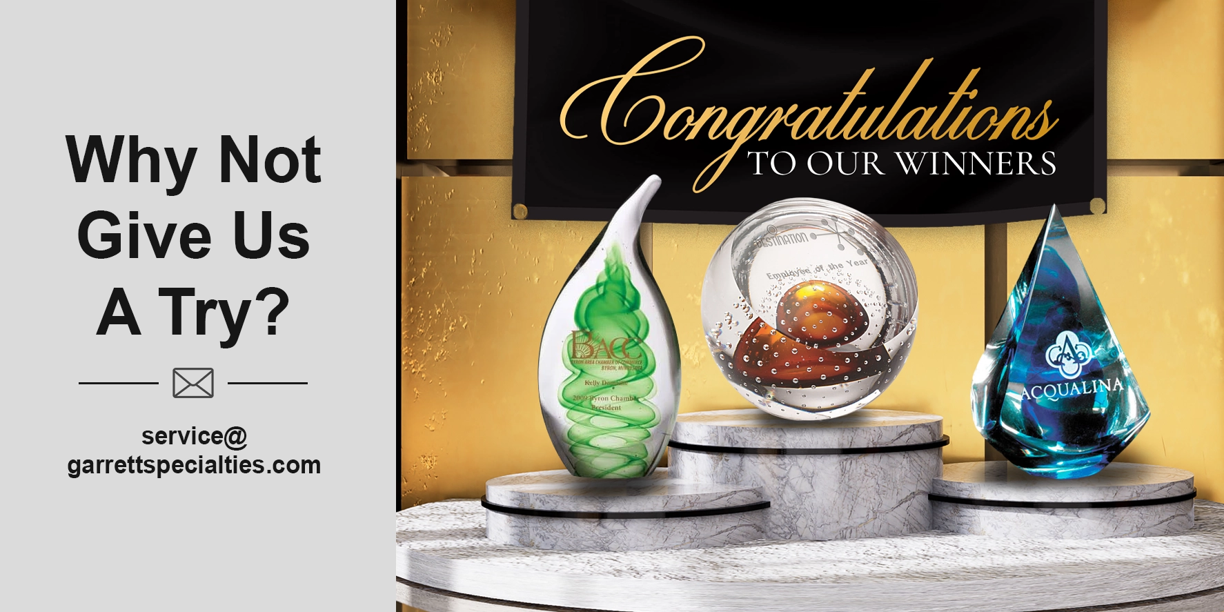 Art glass awards for recognition and achievement