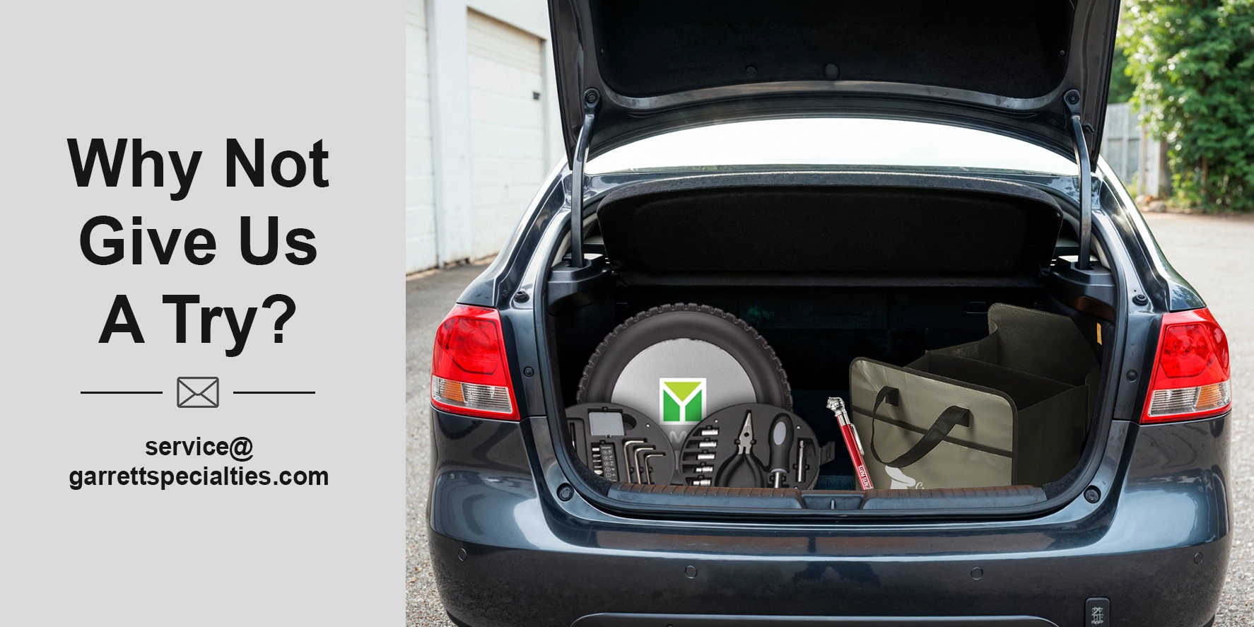 Custom auto safety items and roadside emergency products