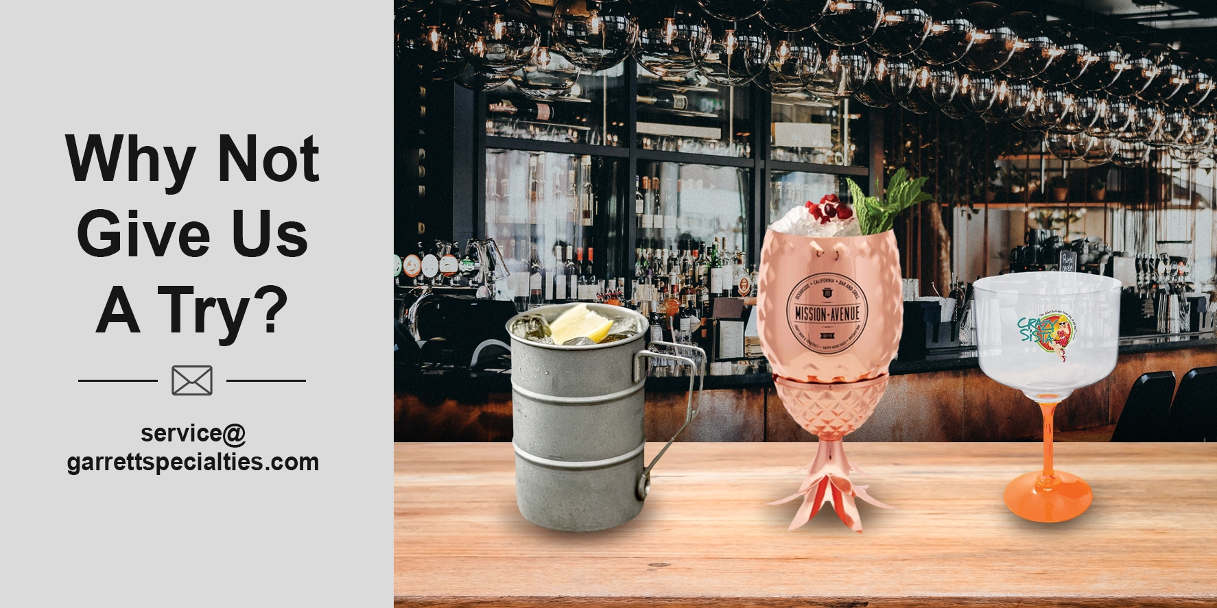 Custom bar drinkware featuring personalized glasses and promotional drinkware for restaurants, bars, hotels, wineries, corporate events and hospitality promotions