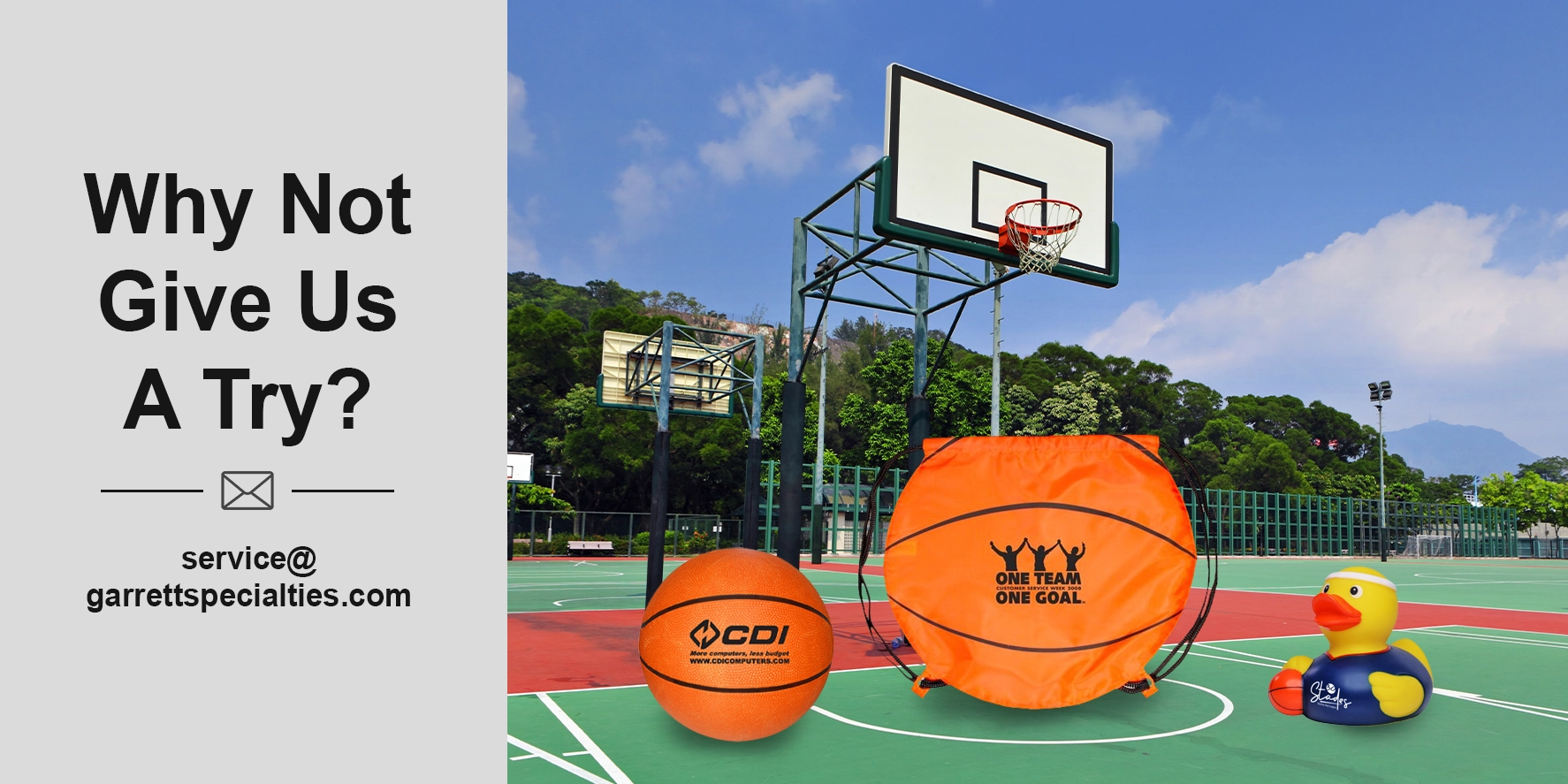 Basketball promotional items are a slam dunk with items like promotional basketballs, stress balls, magnets, basketball can holders, bottle openers. Use for school promotions.