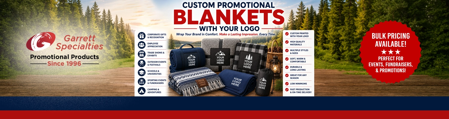 Custom blankets and promotional logo throws printed with logo