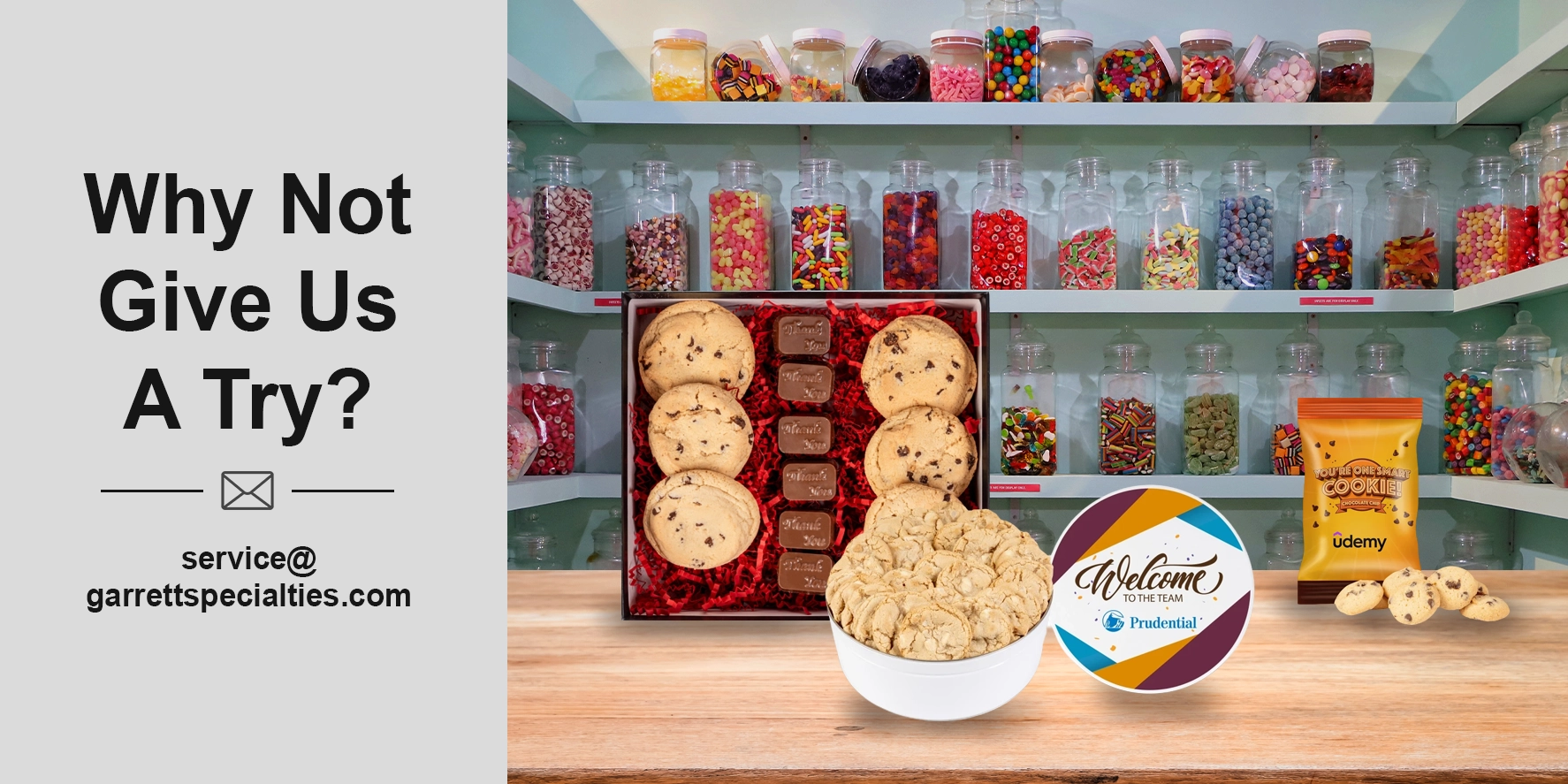 Promotional cookies and branded cookie gifts including individually wrapped cookies and cookie tins