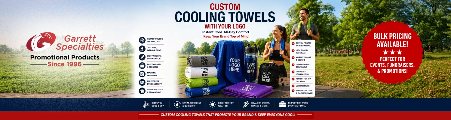 Custom cooling towels and personalized athletic chill towels printed with logo