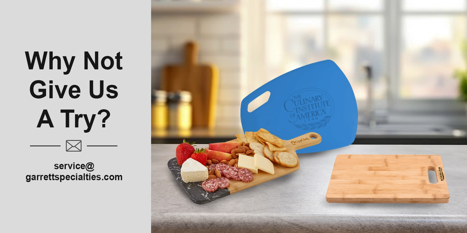 Promotional Cutting Boards Promotional cutting boards are practical, high-retention corporate gifts, that are built to protect your counter can be customized with your company logo